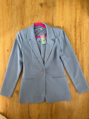 Woven Single-Button Light Blue Women's Blazer